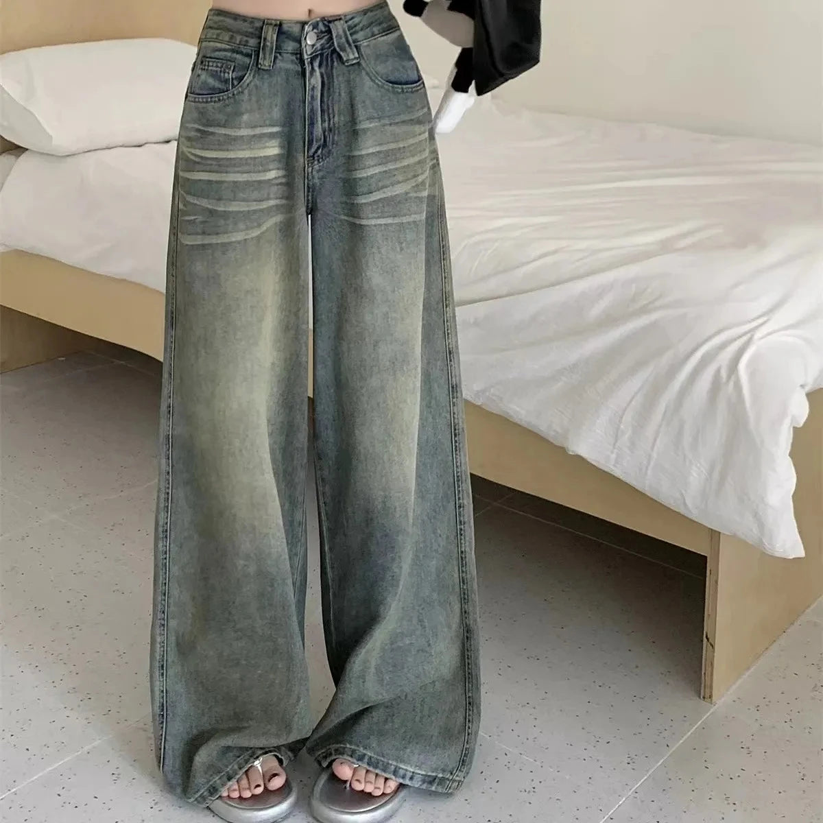 Wide Fit Casual High Waist Vintage Style Jeans