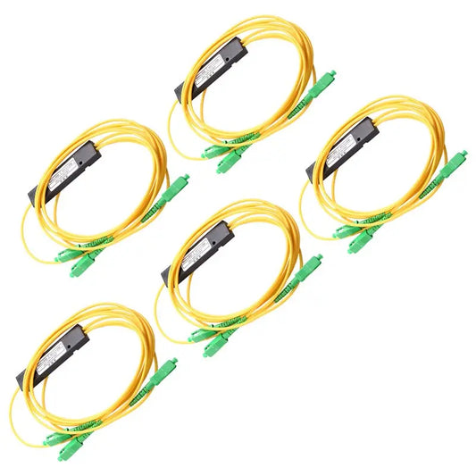 5-Pack SC/APC 1x2 Single Mode Fiber Optic Splitter with FBT Pigtail Adapter