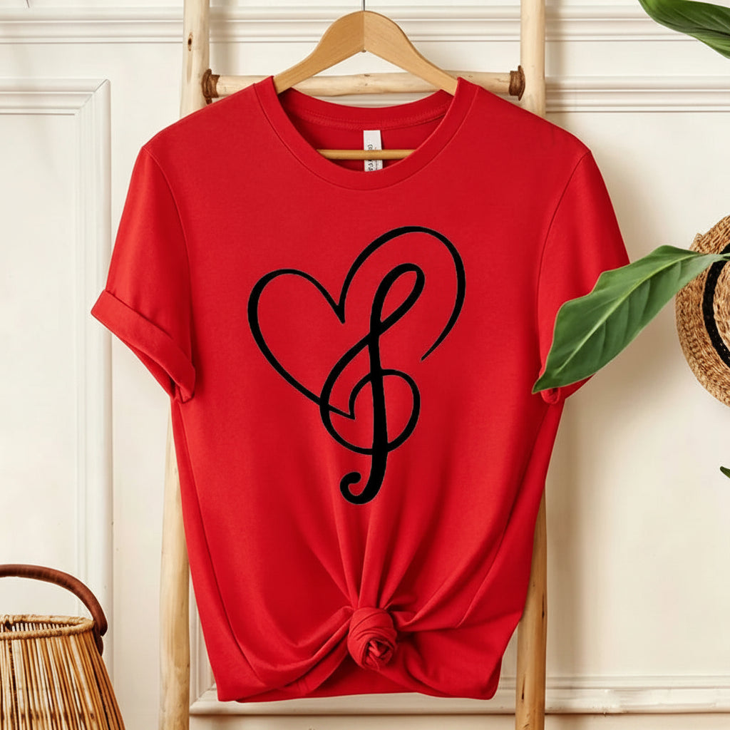 Minimalist Music Note Heart Print T-Shirt