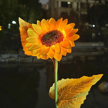 Solar LED Sunflower Garden Stake Lights for Outdoor Landscape Decor
