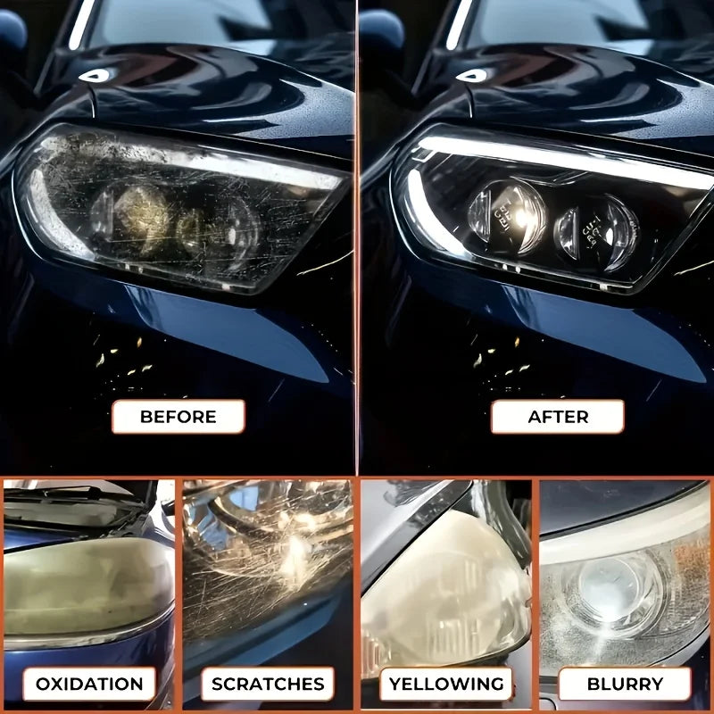 Car Headlight Restoration & Polishing Kit with Scratch Remover and Oxidation Cleaner