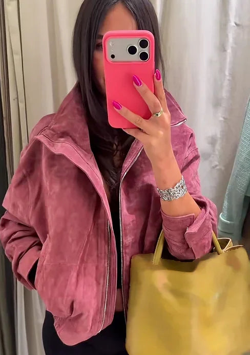 Faux Suede Oversized Jacket