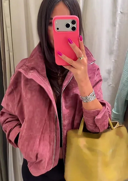Faux Suede Oversized Jacket