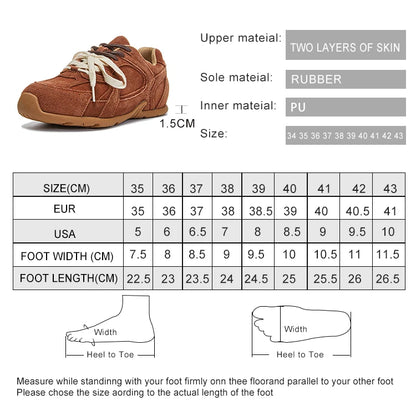 Genuine Leather Retro Trainer Sneakers