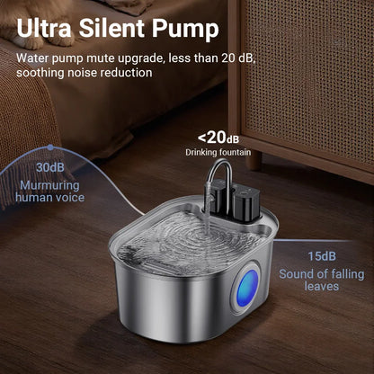 3.2L Wireless Smart Stainless Steel Pet Water Fountain