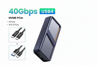 40Gbps USB4 M.2 NVMe SSD Enclosure with Aluminum Cooling Case