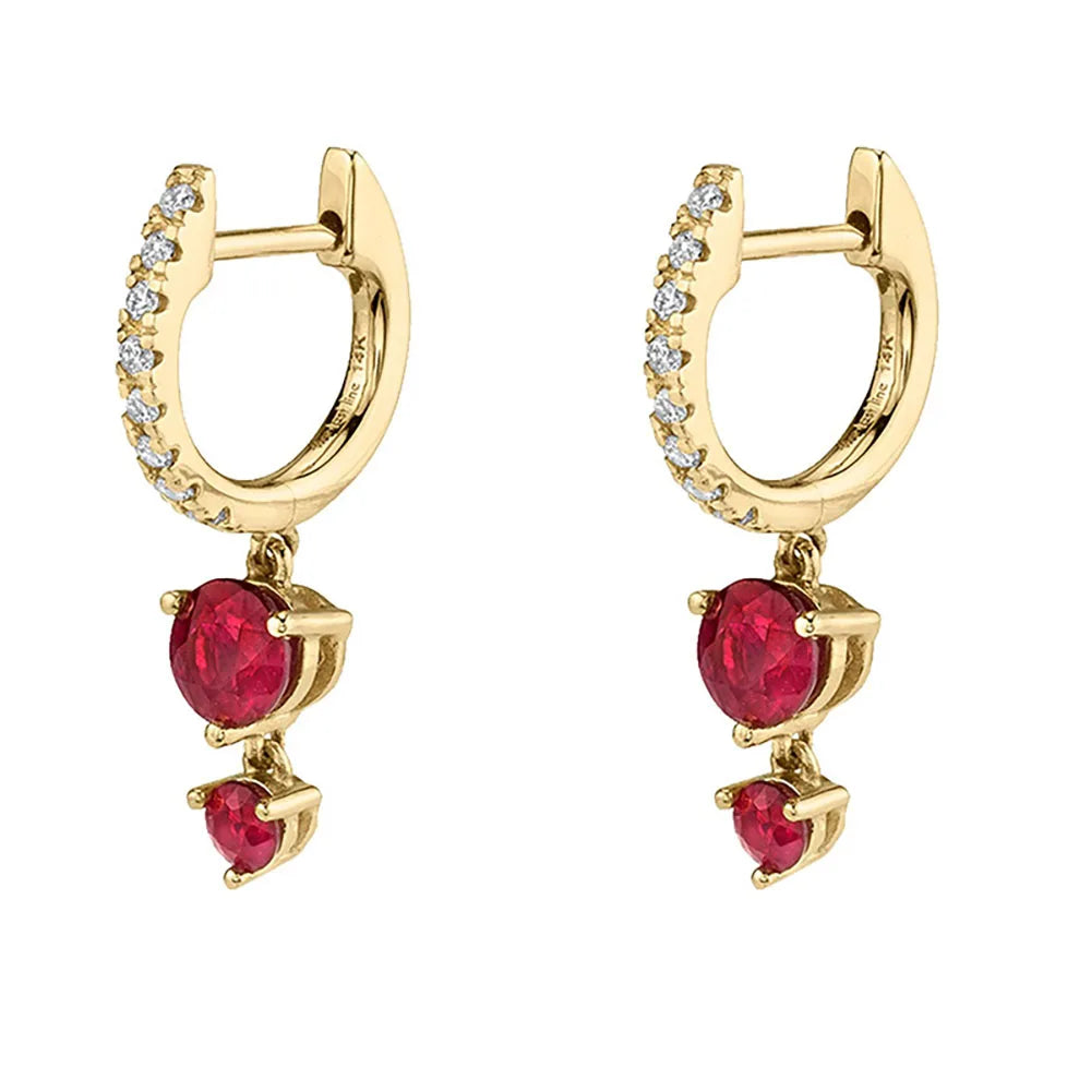 Stainless Steel Flower Dangle Earrings with Sparkling Zircon