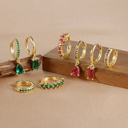 4-Piece Stainless Steel Zircon Huggie Hoop Earrings Set for Women