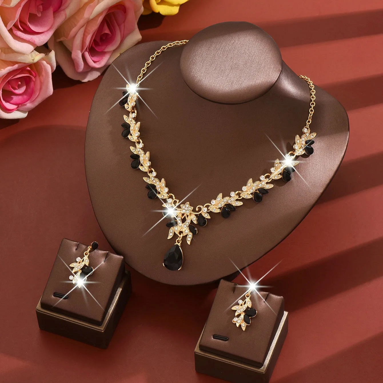 3-Piece Water Drop Choker Necklace & Earrings Jewelry Set for Women