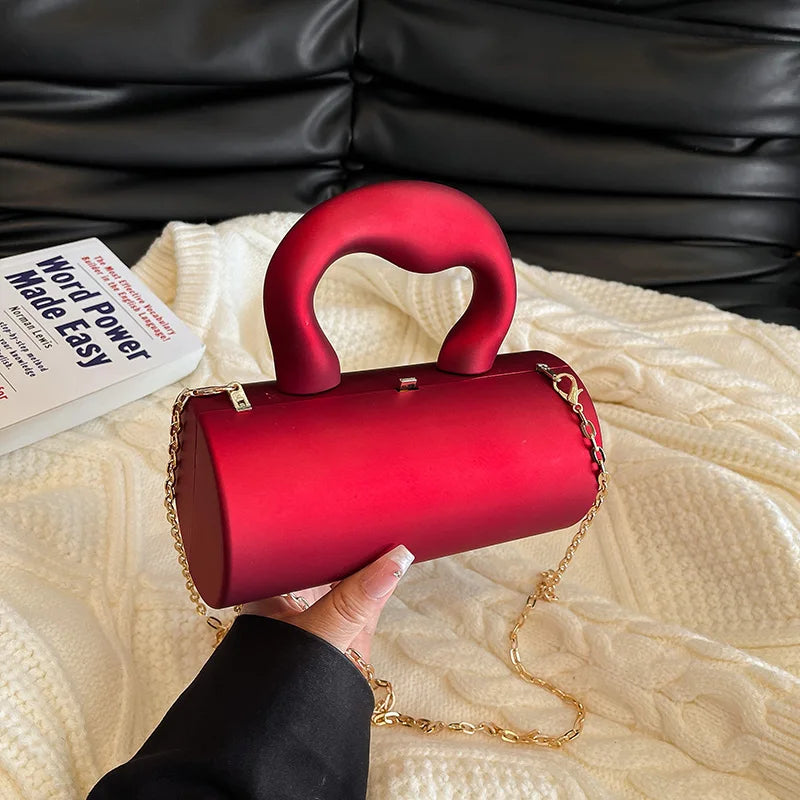 Cylinder Shape Evening Clutch Purses For Elegant Women 2026 Latest Luxury Designer Handbags Acrylic Chain Shoulder Crossbody Bag