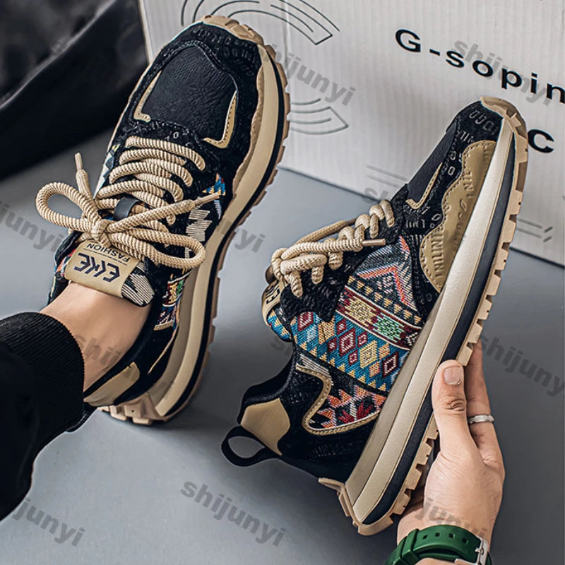 Embroidered Breathable Casual Platform Sneakers