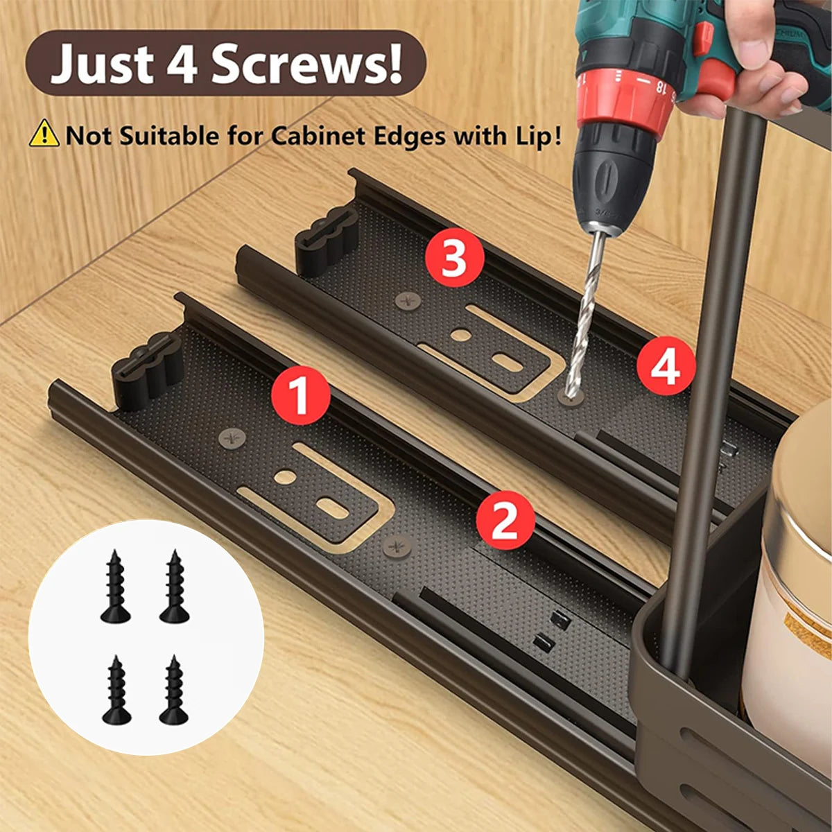 2-Tier Pull-Out Spice Rack Organizer