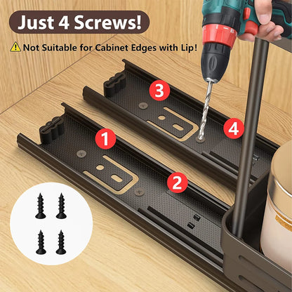 2-Tier Pull-Out Spice Rack Organizer