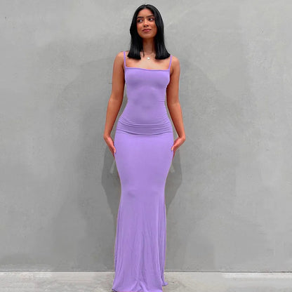 Sleeveless Spaghetti Strap Bodycon Trumpet Maxi Dress