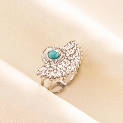 Bohemian Turquoise Gemstone Adjustable Ring for Women