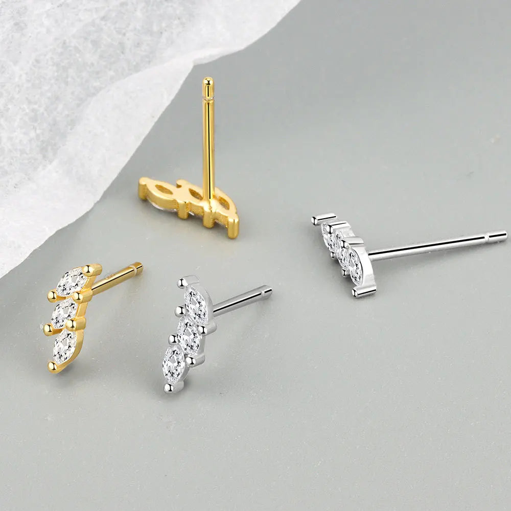 3-Piece Stainless Steel Zircon Huggie Hoop Earrings Set for Women