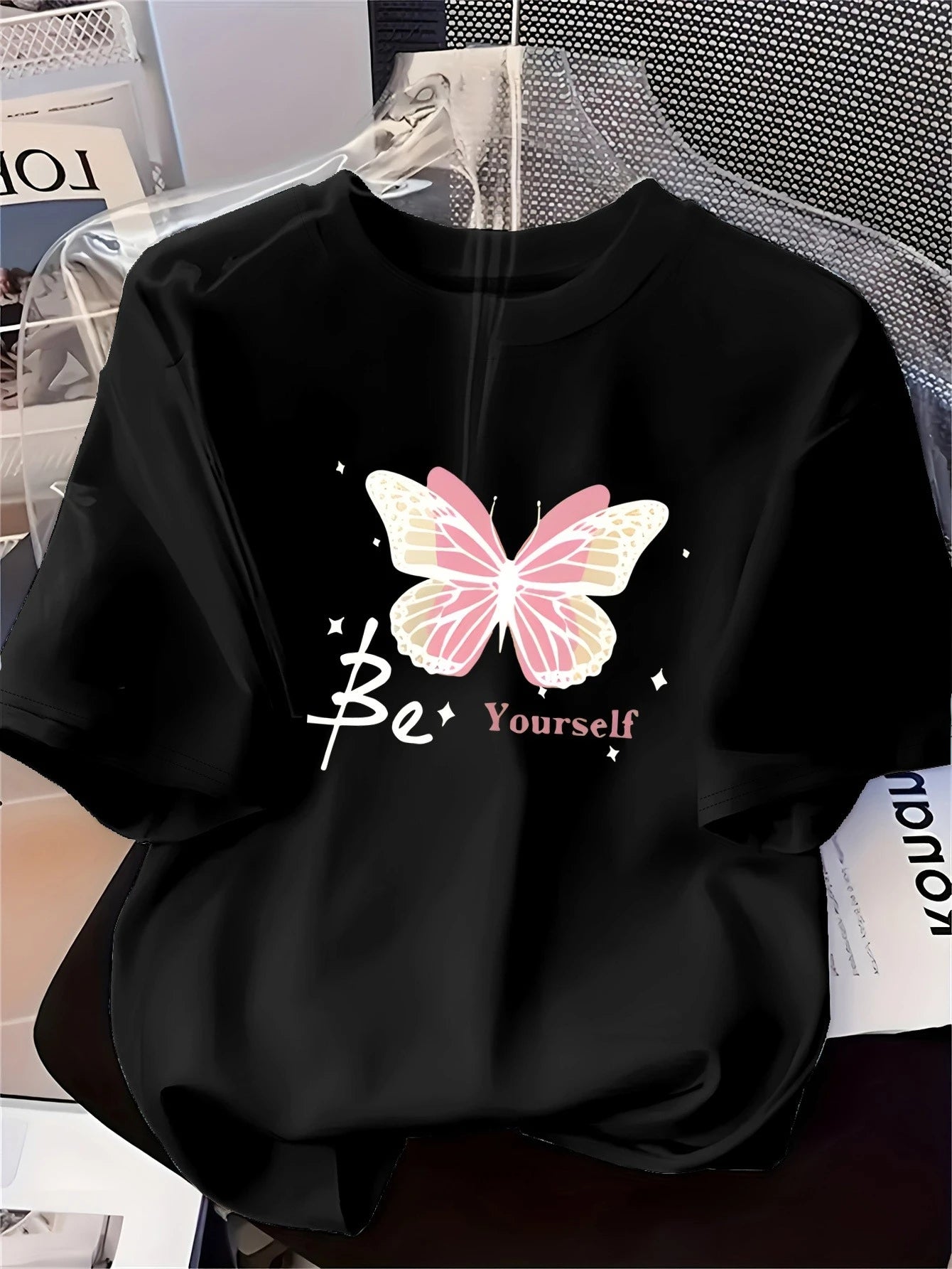 Butterfly Print Soft Short Sleeve T-Shirt