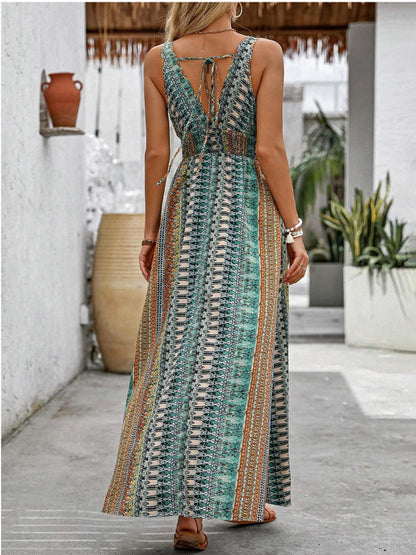Printed Sleeveless Maxi Dress for Beach & Casual Wear