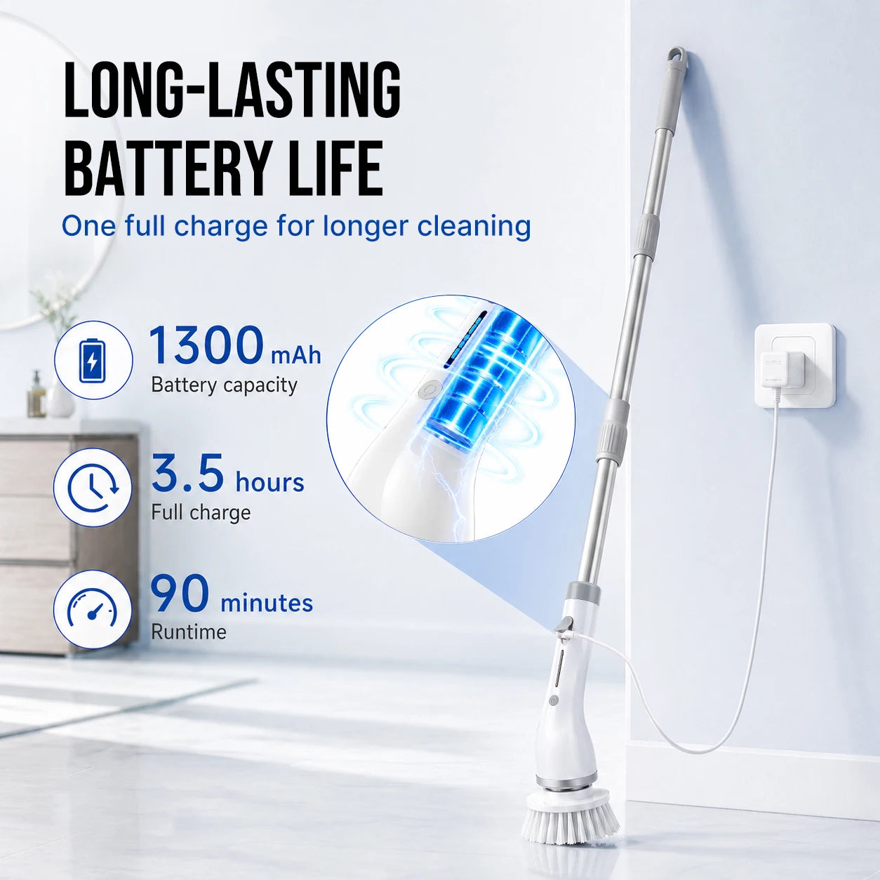 Cordless Electric Spin Scrubber with 8 Brush Heads