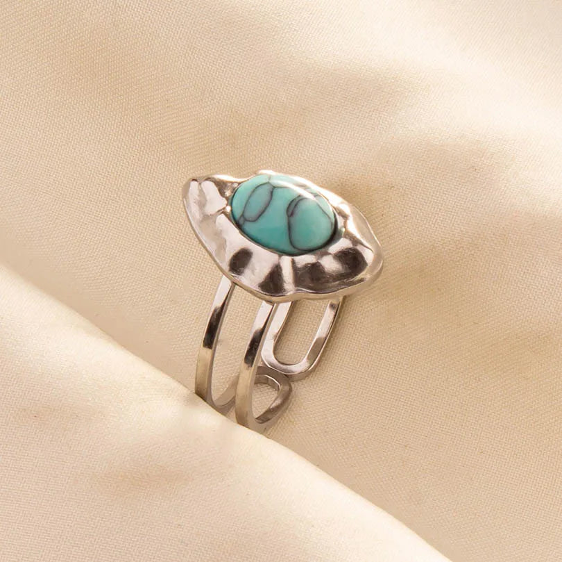 Bohemian Turquoise Gemstone Adjustable Ring for Women