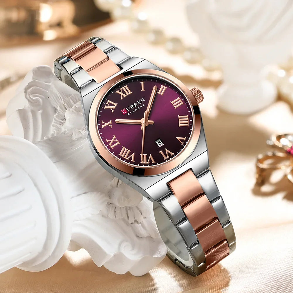 Luxury Stainless Steel Analog Quartz Wrist Watch with Date Display & Water Resistance