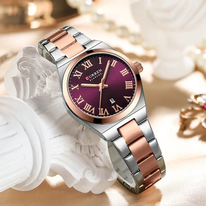 Luxury Stainless Steel Analog Quartz Wrist Watch with Date Display & Water Resistance
