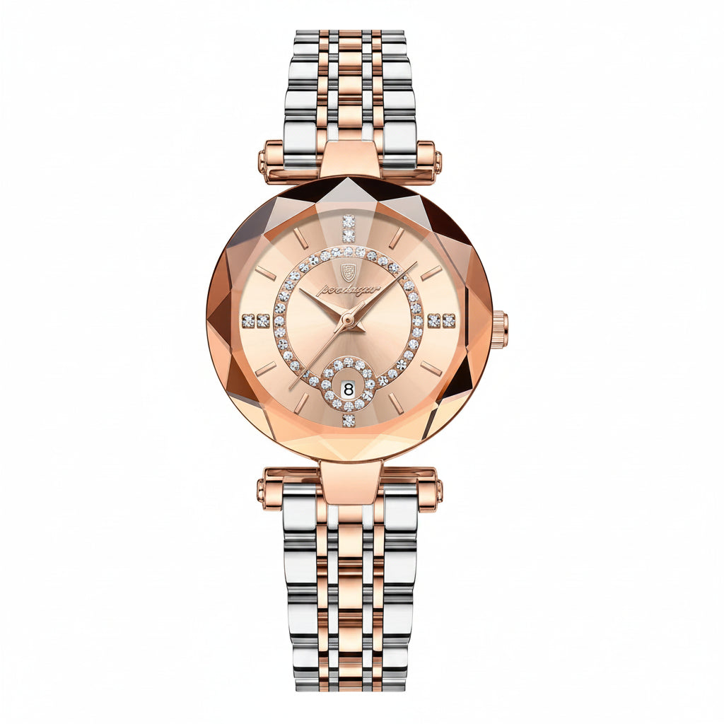Luxury Stainless Steel Fashion Watch with Quartz Movement, Date Display & Water Resistance
