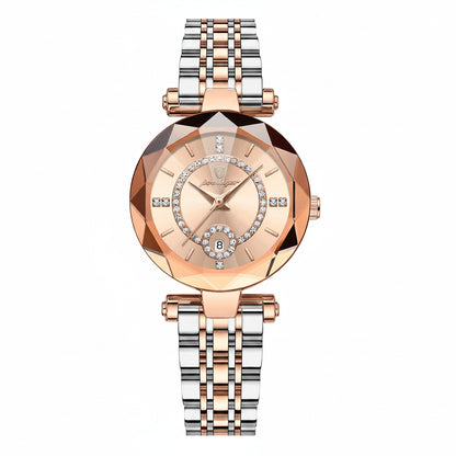 Luxury Stainless Steel Fashion Watch with Quartz Movement, Date Display & Water Resistance