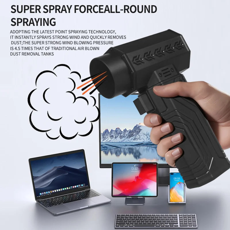 880000RPM Turbo Jet Blower with 10000mAh Battery, 70m/s Airflow for Car Drying, Dust Removal & Leaf Blowing