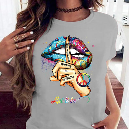 Creative Mouth Graphic Oversized Crew Neck Short Sleeve T-Shirt