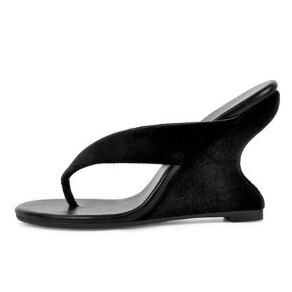 Open Toe Slip-On Wedge Mule Sandals