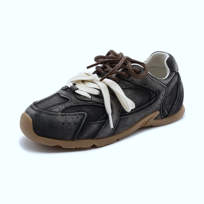 Genuine Leather Retro Trainer Sneakers