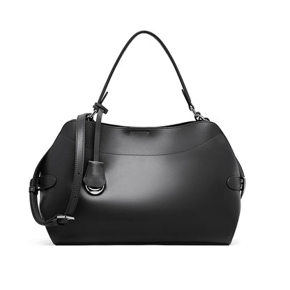 BURMINSA Large Genuine Leather Work Shoulder Bag Women Vintage Brown Cowhide Tote Bag Daily Office Commuter Crossbody Handbags