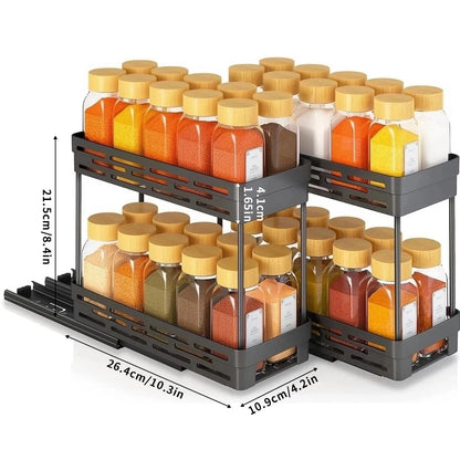 2-Tier Pull-Out Spice Rack Organizer