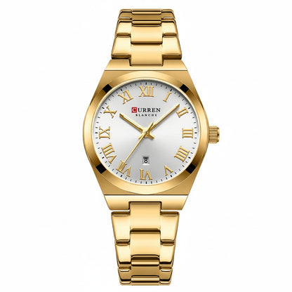 Luxury Stainless Steel Analog Quartz Wrist Watch with Date Display & Water Resistance