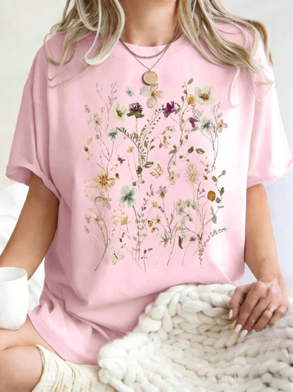 Floral Cluster Print Oversized Short Sleeve T-Shirt