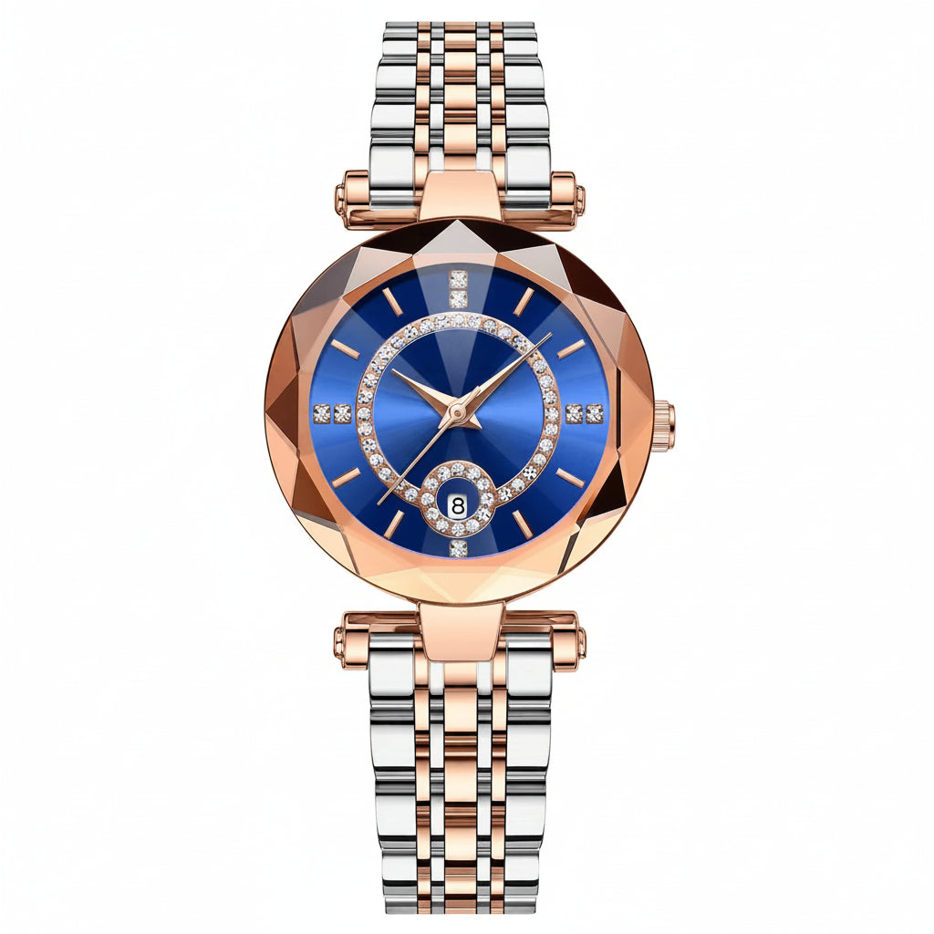Luxury Stainless Steel Fashion Watch with Quartz Movement, Date Display & Water Resistance