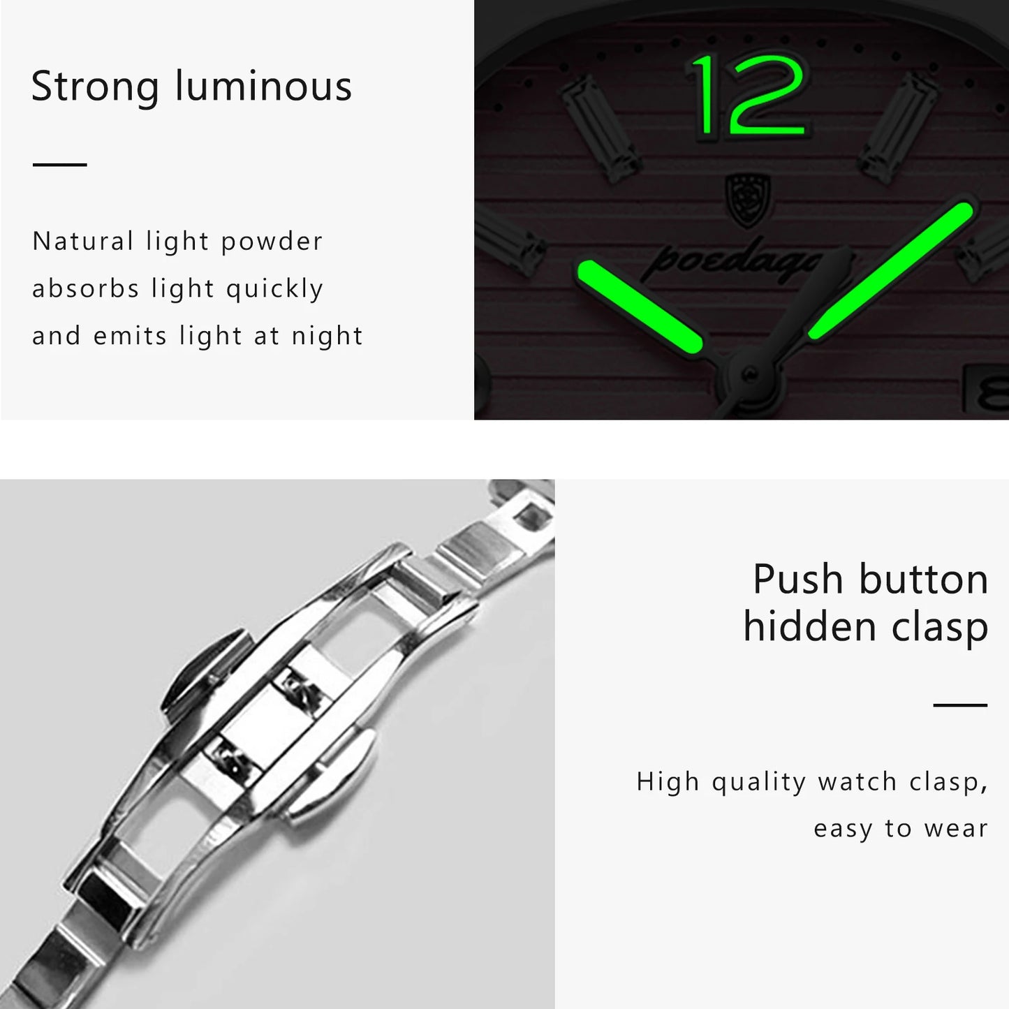 Premium Square Luminous Waterproof Quartz Watch