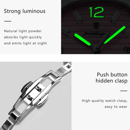 Premium Square Luminous Waterproof Quartz Watch