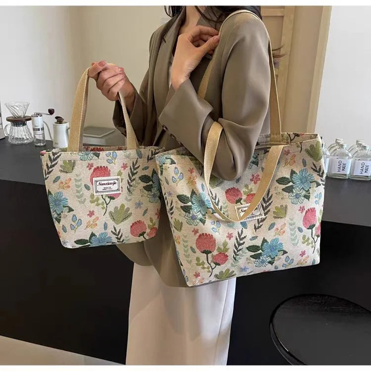 Large Capacity Niche Single Shoulder Bag for Women, Ins Style Canvas Bag, Tote Bag for Class, Commuting Bag