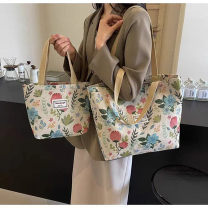 Large Capacity Niche Single Shoulder Bag for Women, Ins Style Canvas Bag, Tote Bag for Class, Commuting Bag