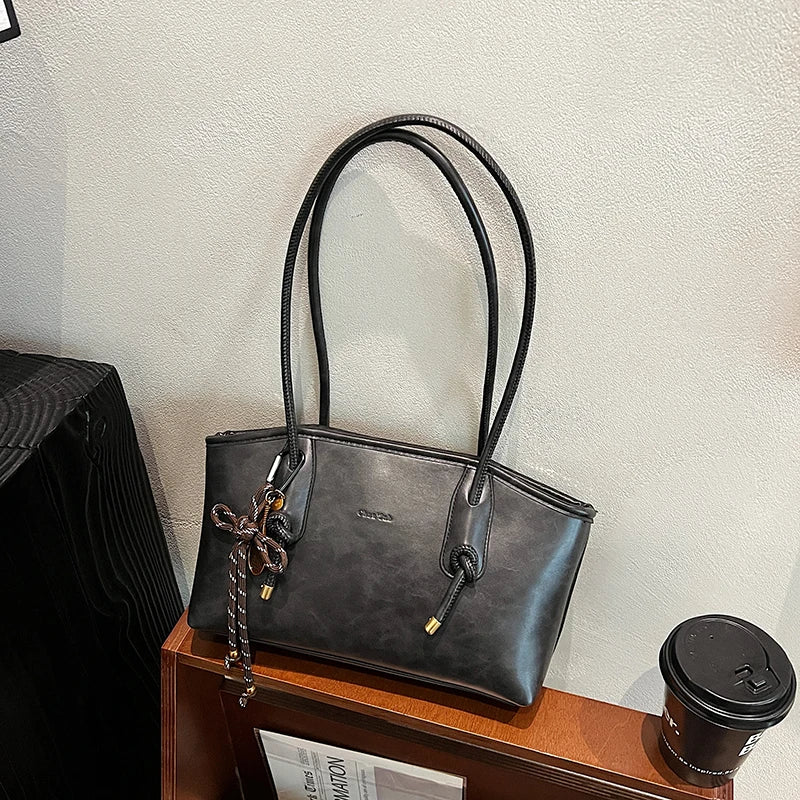 Winter PU Leather Shoulder Bags for Women Y2K Hot Female Crossbody Bag Lady Luxury Handbags and Purses Retro Tote Top-handle Bag