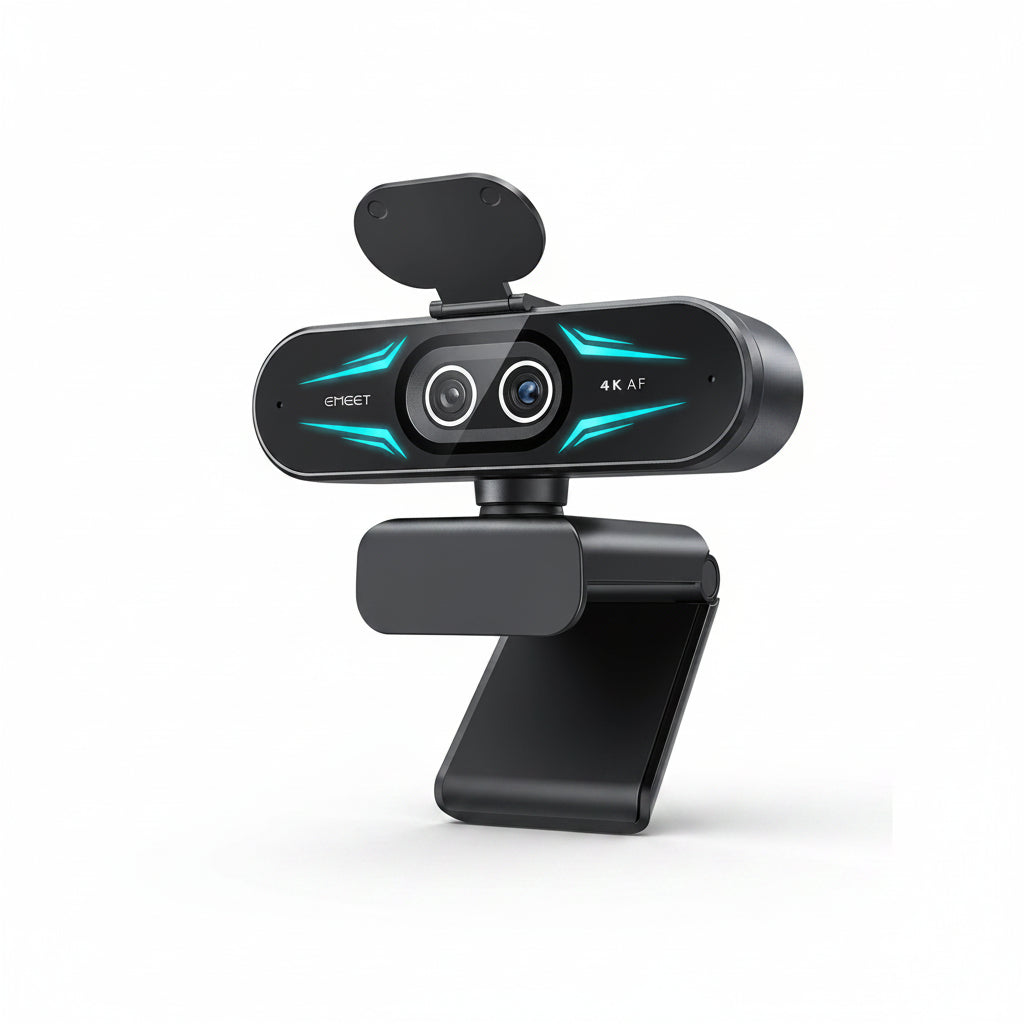 4K Dual-Lens USB Webcam with RGB Light