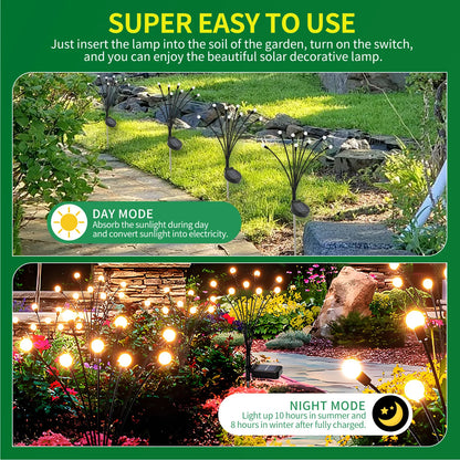 8-Head Solar Firefly Garden Lights