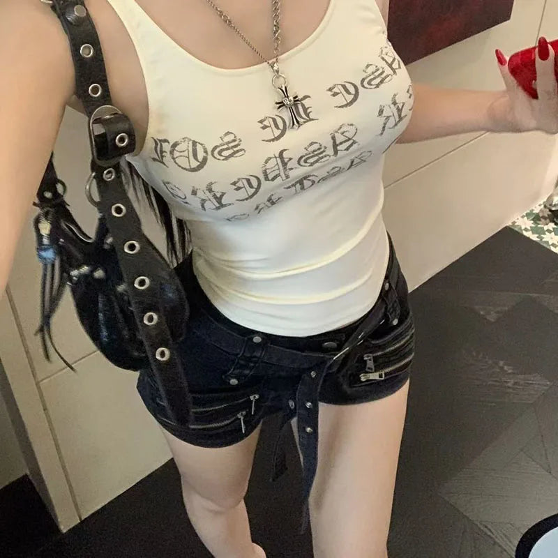 Low Rise Denim Shorts with Zipper Detail