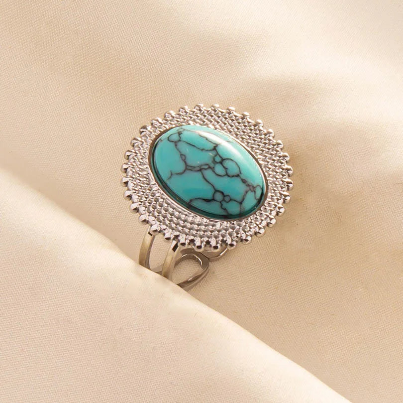 Bohemian Turquoise Gemstone Adjustable Ring for Women
