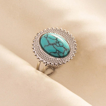 Bohemian Turquoise Gemstone Adjustable Ring for Women