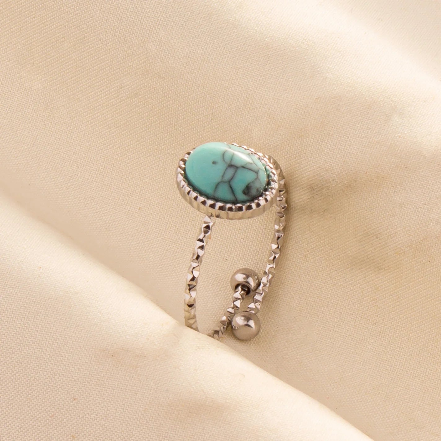 Bohemian Turquoise Gemstone Adjustable Ring for Women