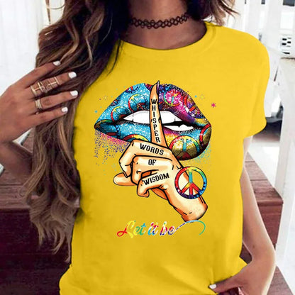 Creative Mouth Graphic Oversized Crew Neck Short Sleeve T-Shirt