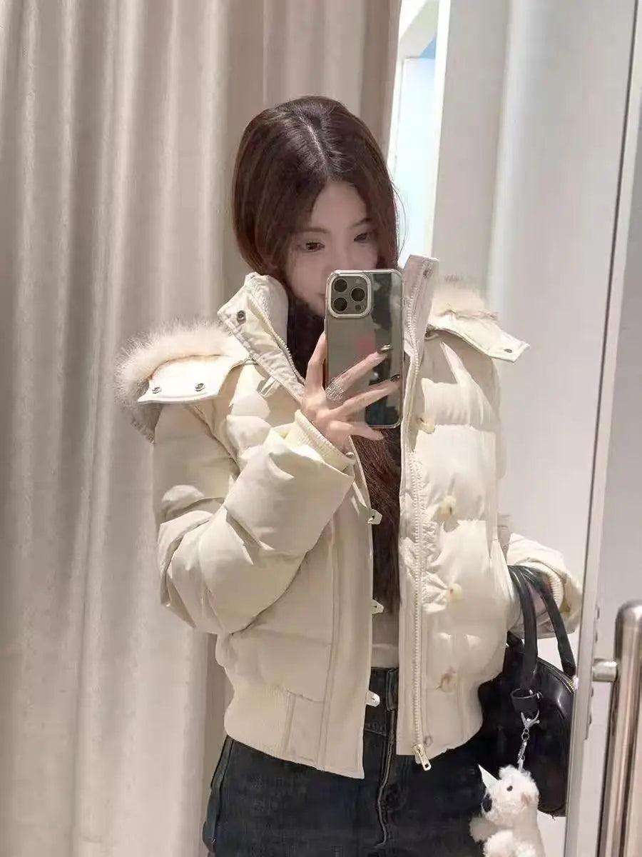 Hooded Fur Collar Warm Jacket